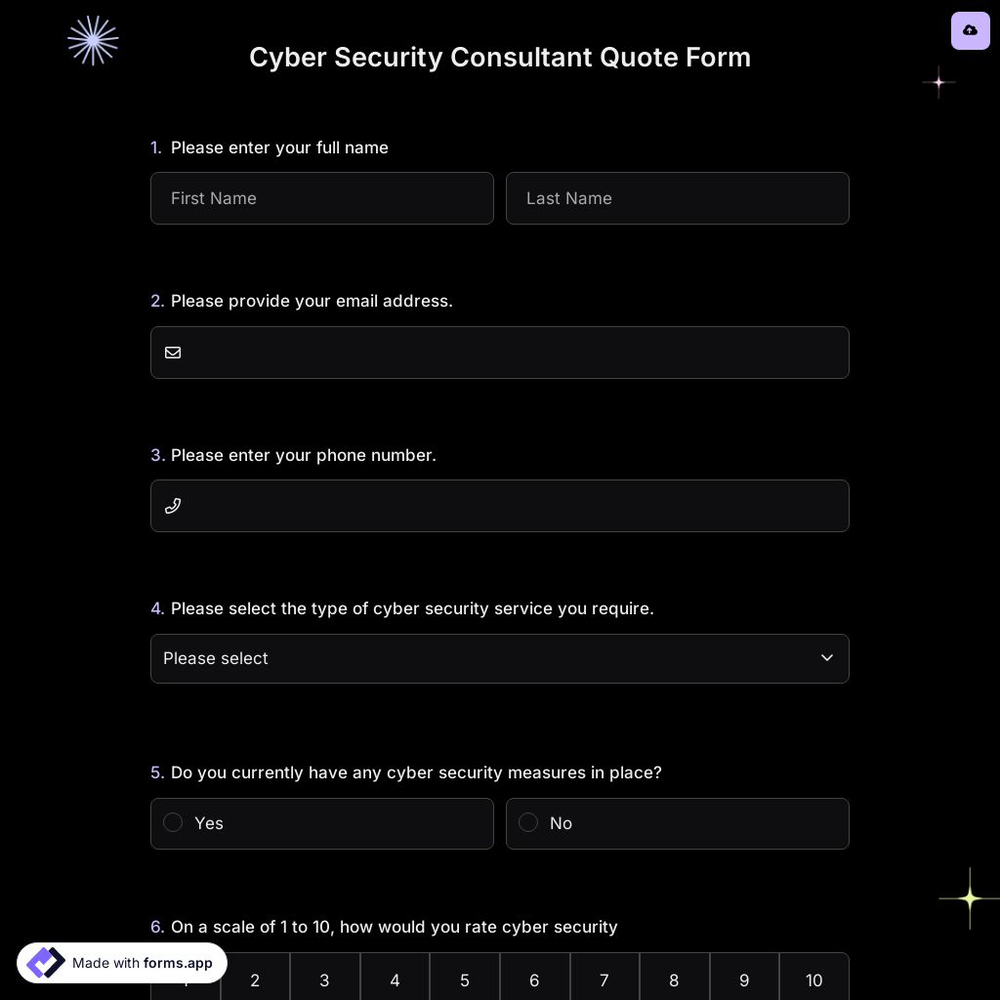Cyber Security Consultant Quote Form