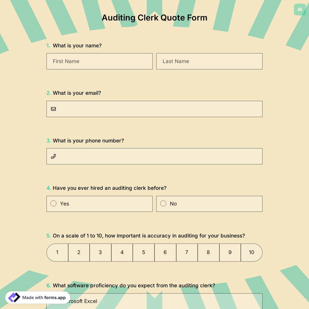 Auditing Clerk Quote Form
