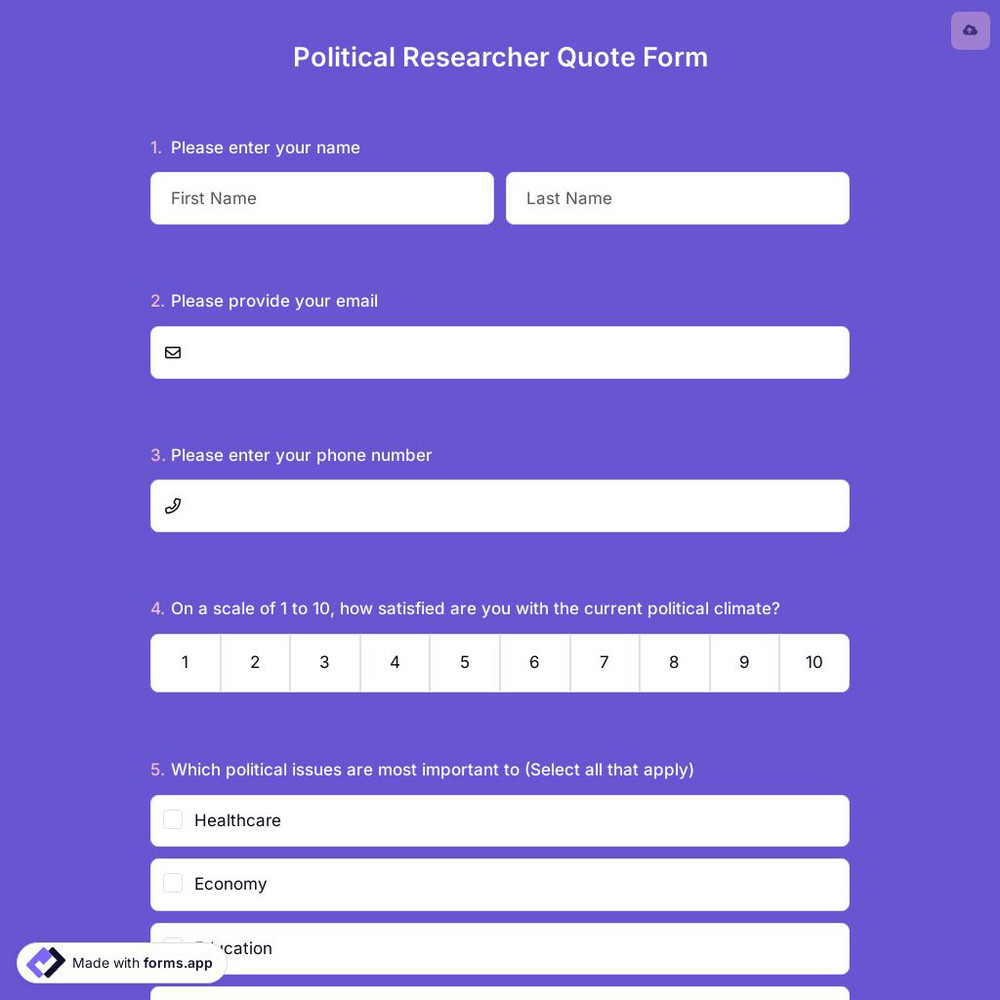 Political Researcher Quote Form