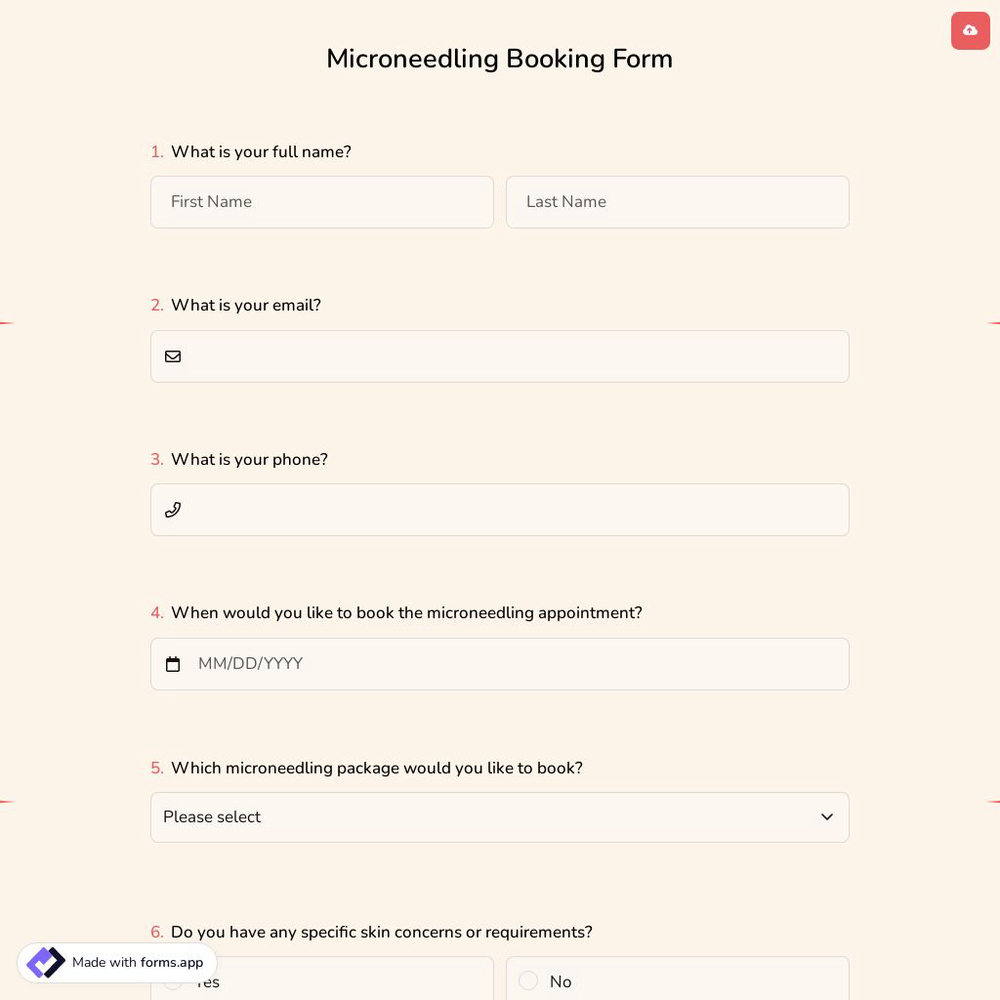 Microneedling Booking Form