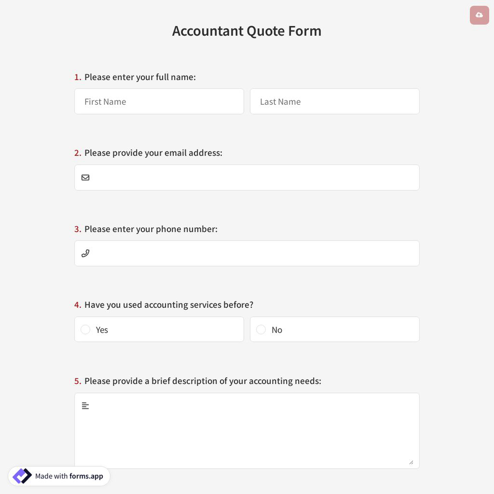 Accountant Quote Form