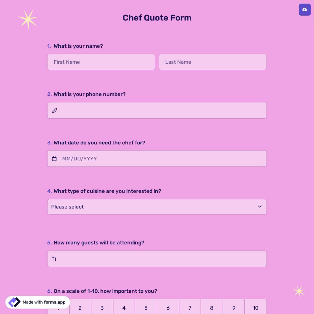 Chef Quote Form