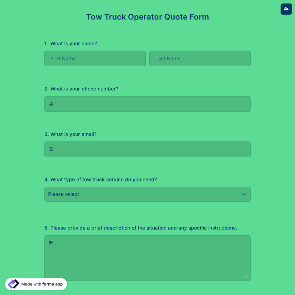 Tow Truck Operator Quote Form