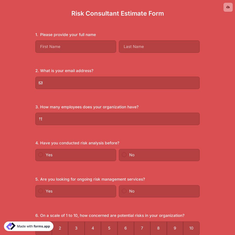 Risk Consultant Estimate Form