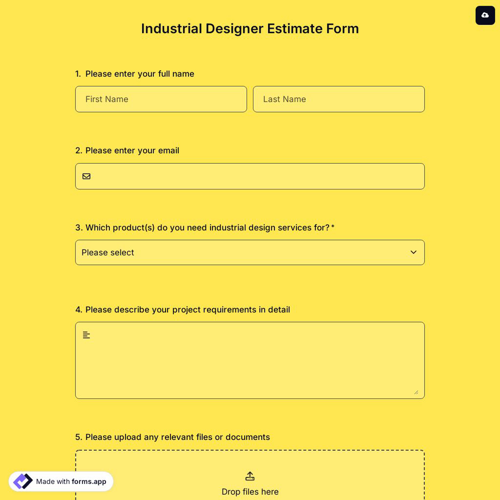 Industrial Designer Estimate Form