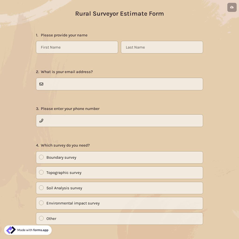 Rural Surveyor Estimate Form