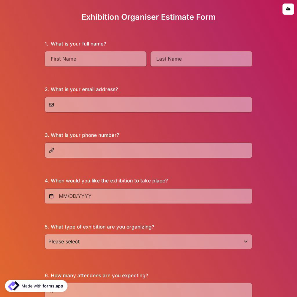 Exhibition Organiser Estimate Form