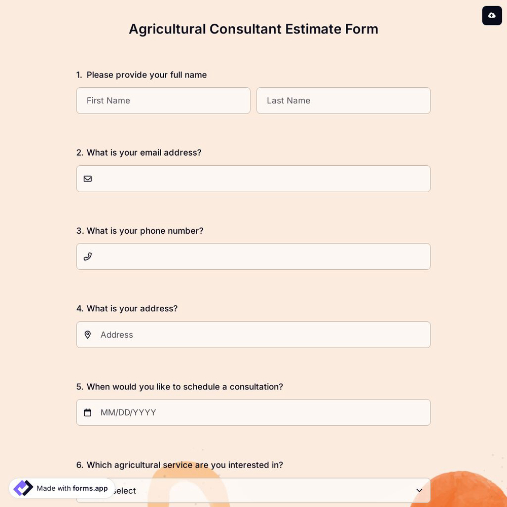 Agricultural Consultant Estimate Form