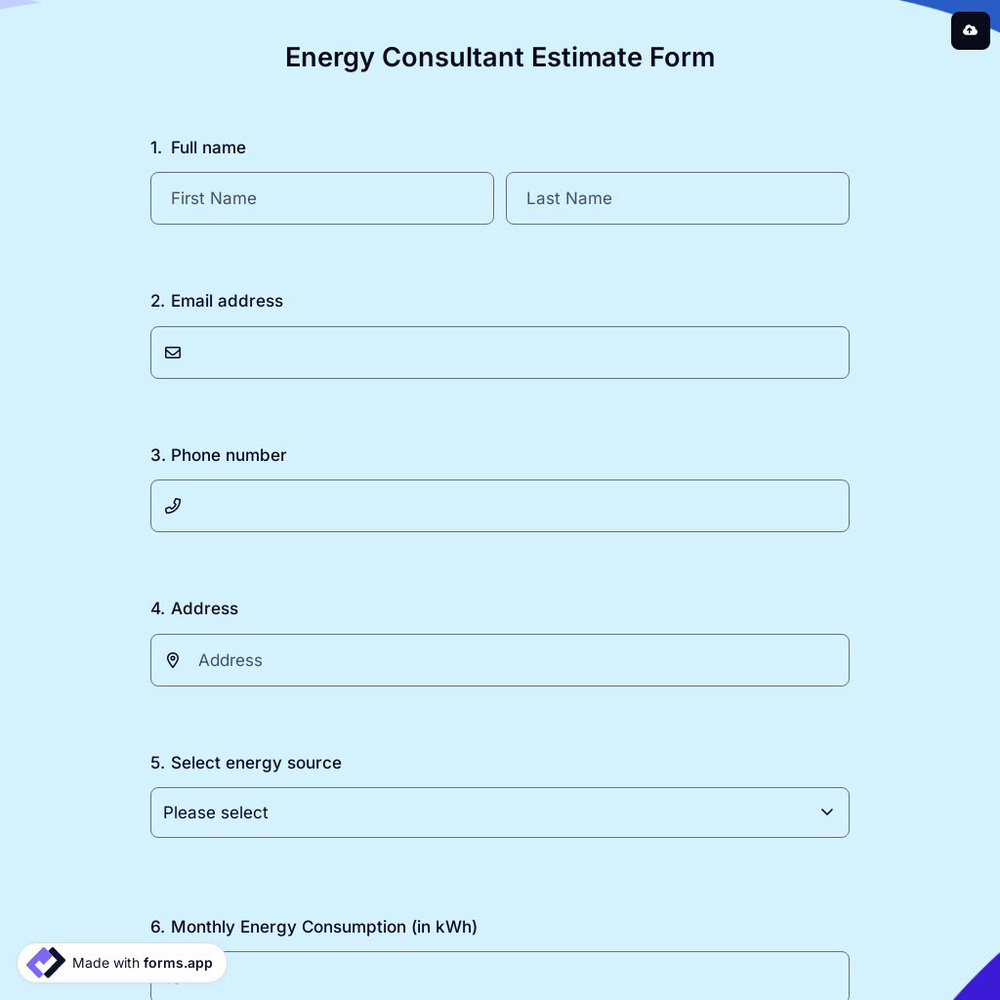 Energy Consultant Estimate Form