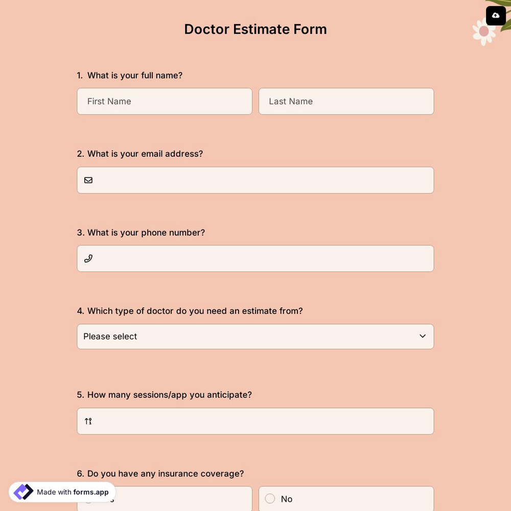 Doctor Estimate Form