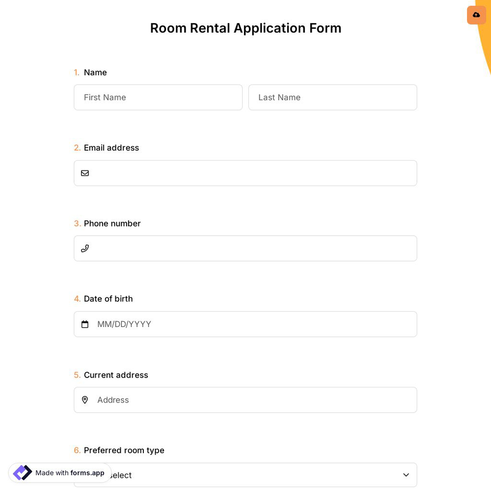 Room Rental Application Form