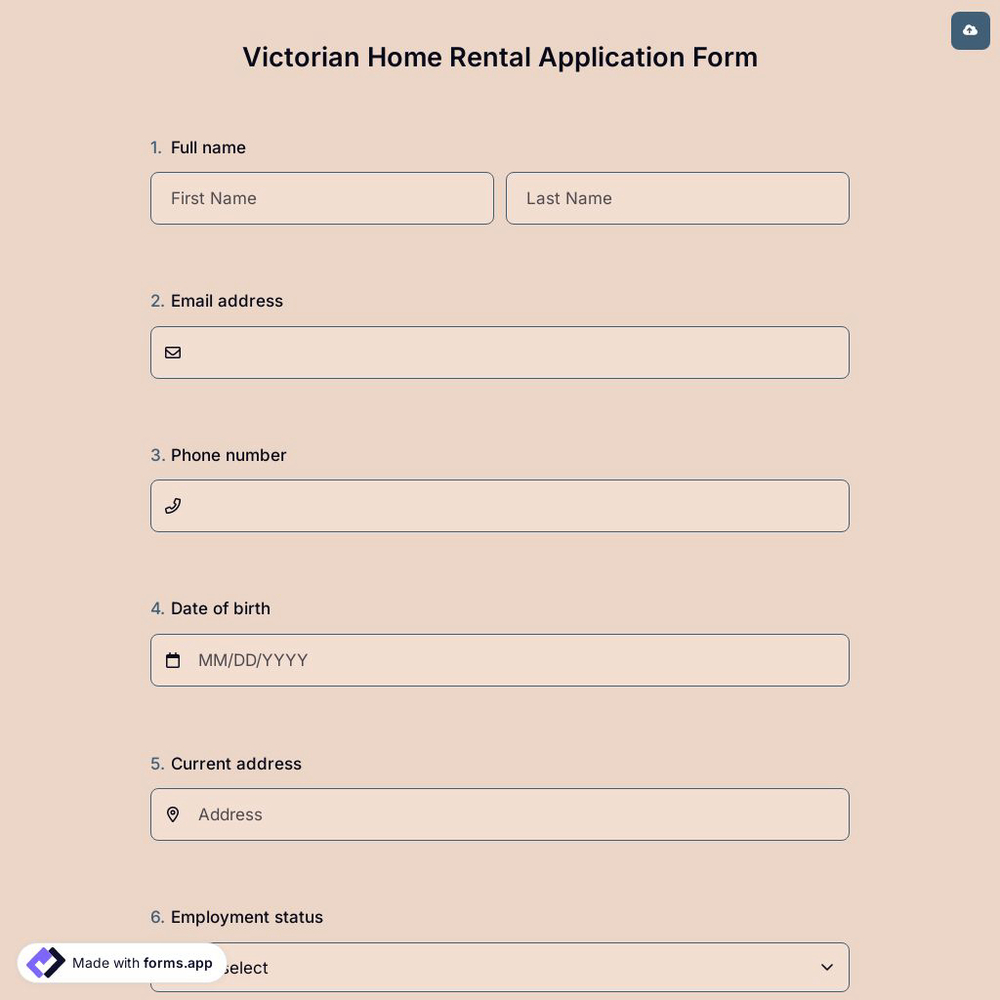 Victorian Home Rental Application Form