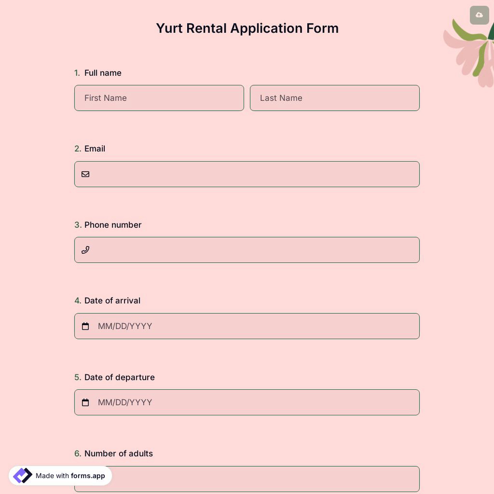 Yurt Rental Application Form