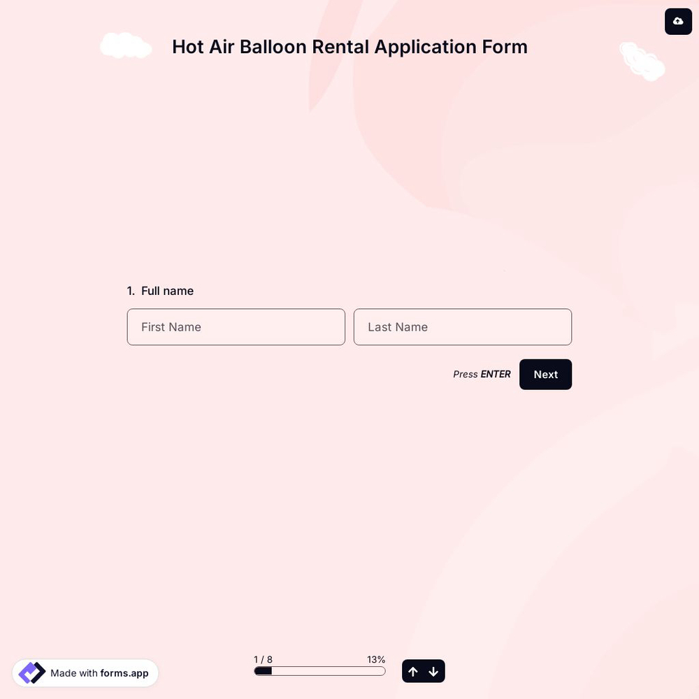Hot Air Balloon Rental Application Form