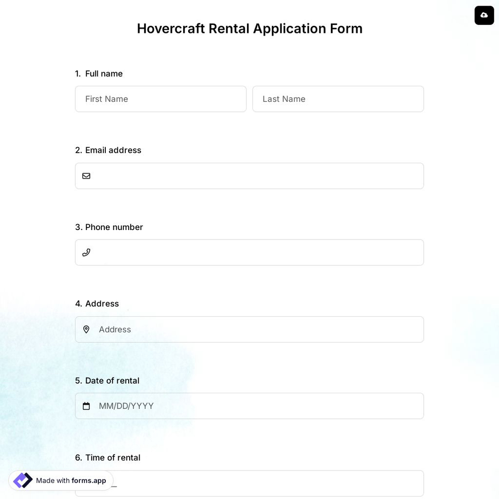 Hovercraft Rental Application Form