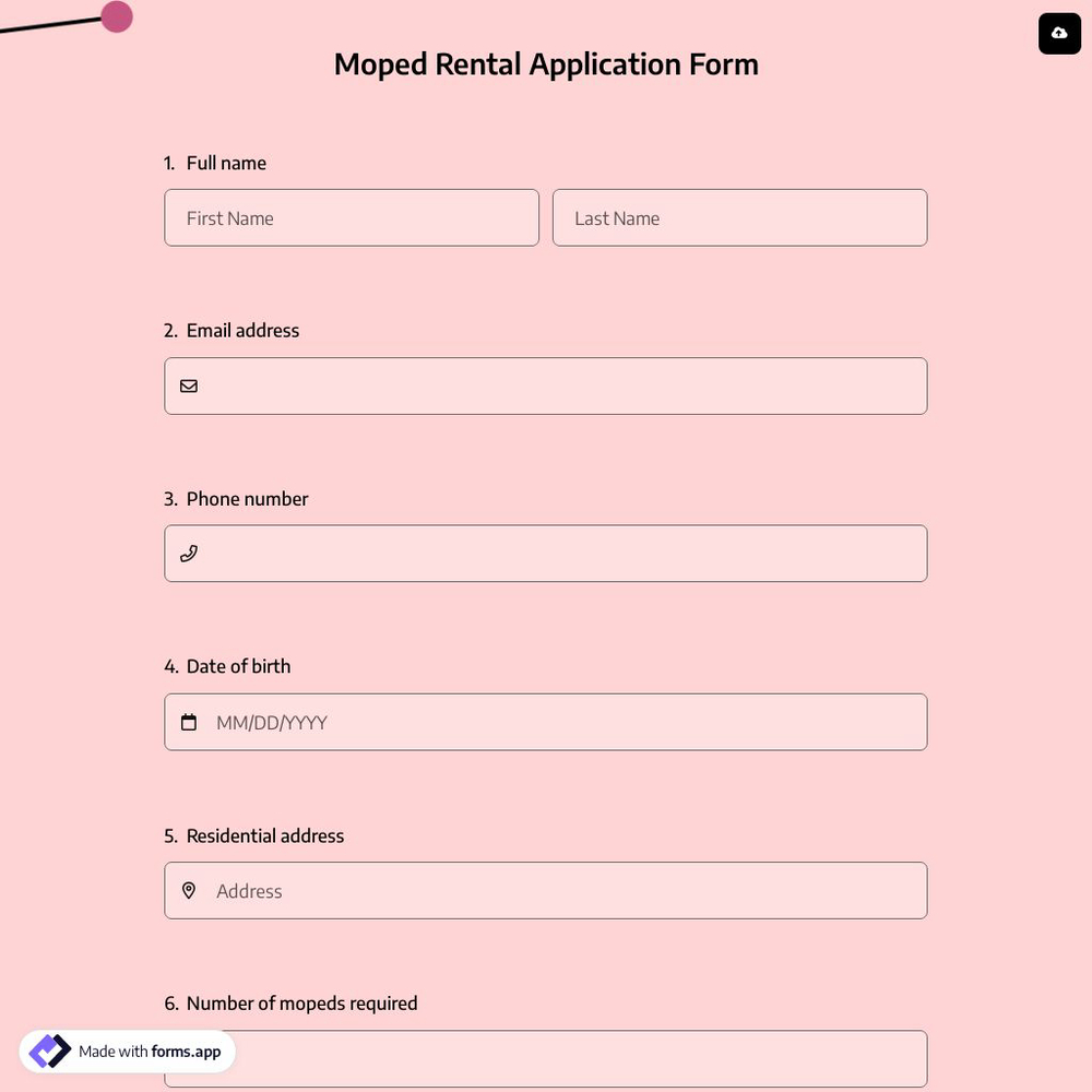 Moped Rental Application Form