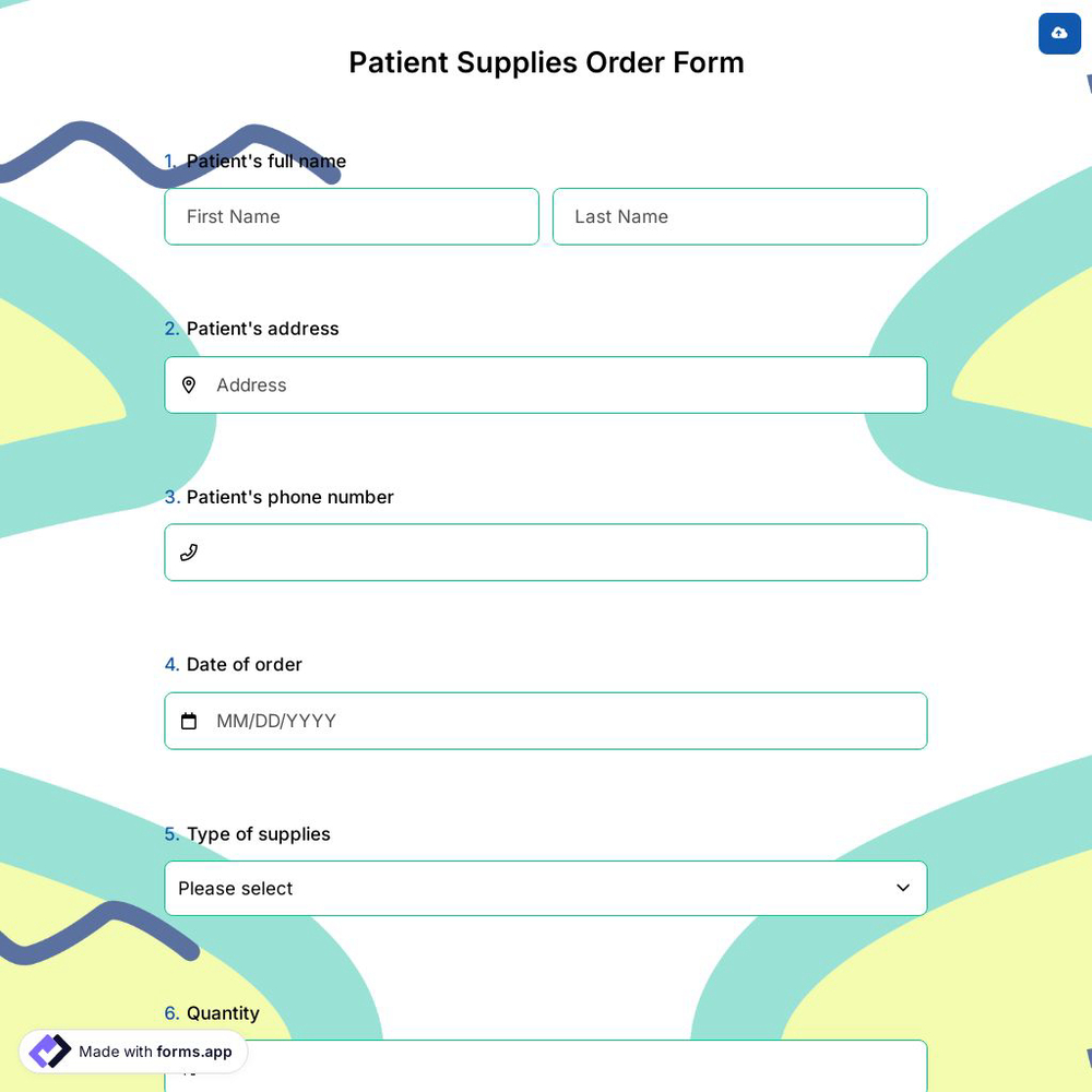 Patient Supplies Order Form