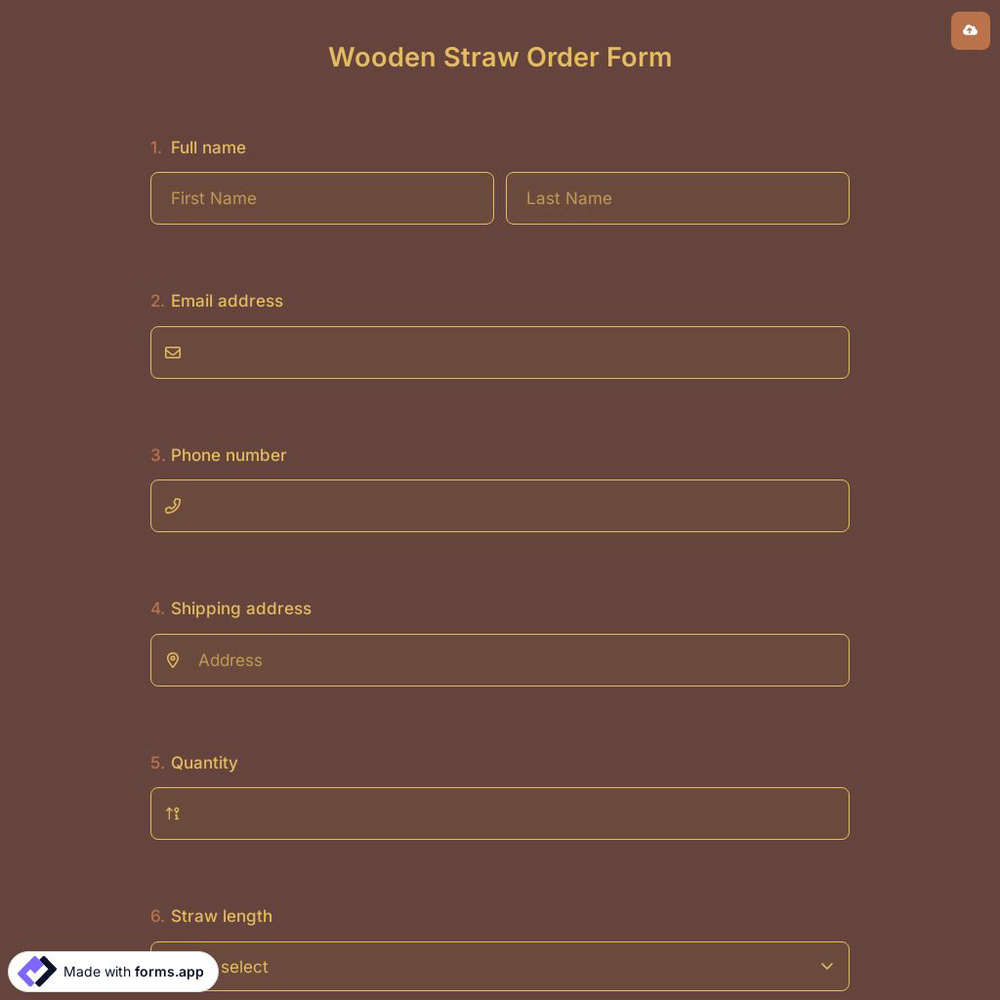Wooden Straw Order Form