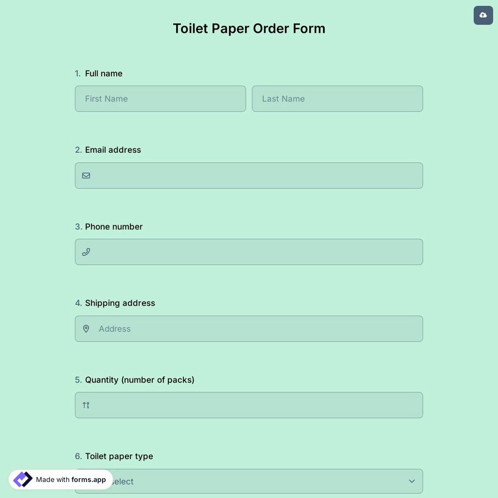 Toilet Paper Order Form