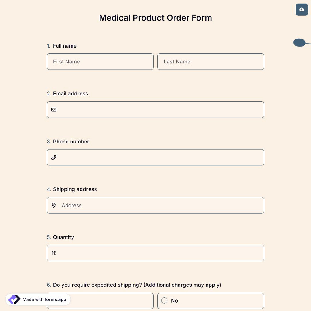Medical Product Order Form