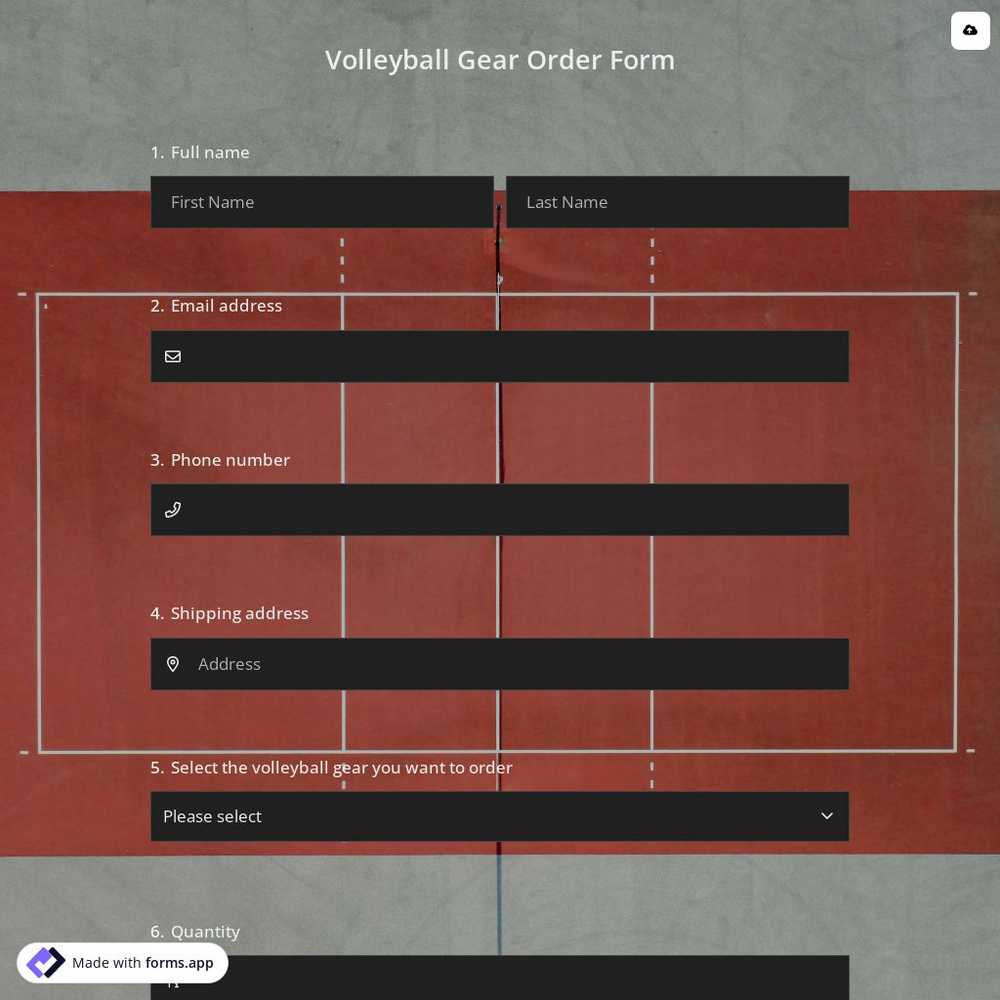 Volleyball Gear Order Form