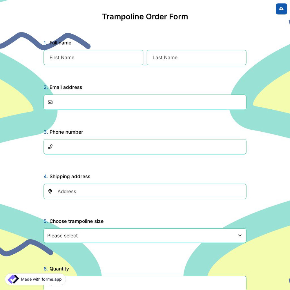 Trampoline Order Form