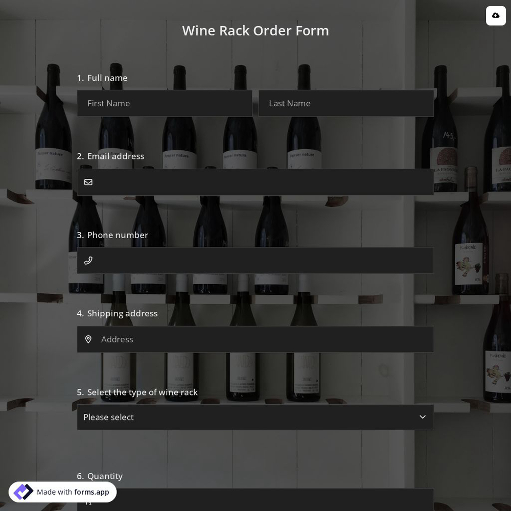 Wine Rack Order Form