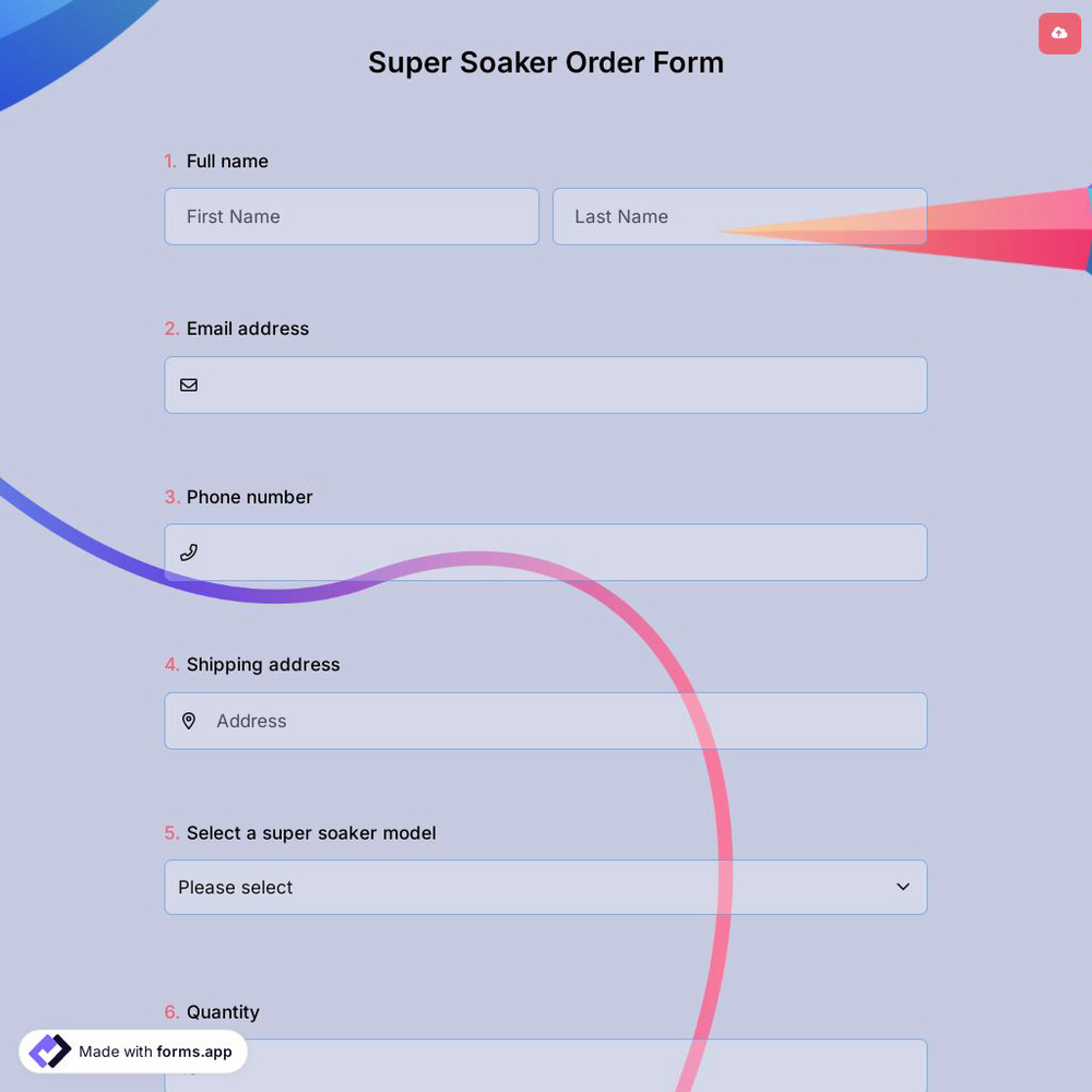 Super Soaker Order Form