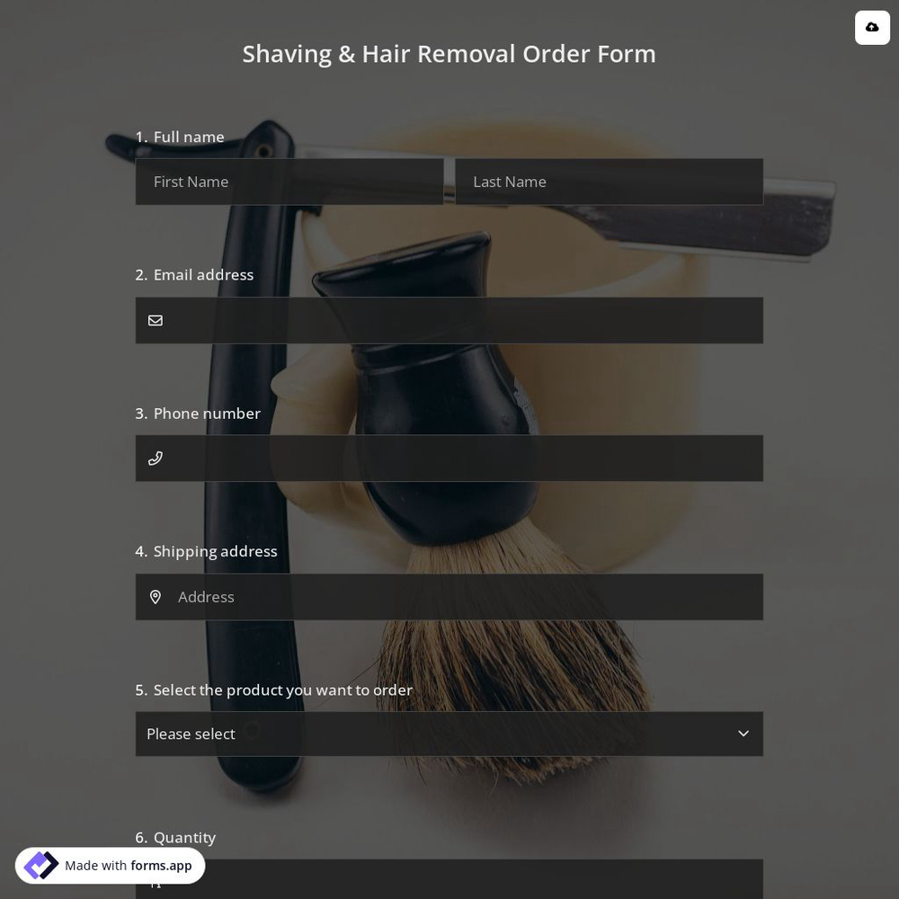Shaving & Hair Removal Order Form
