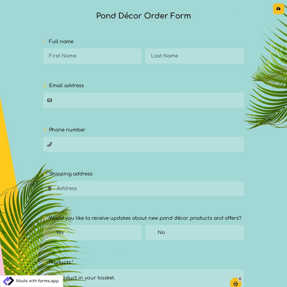 Pond Décor Order Form