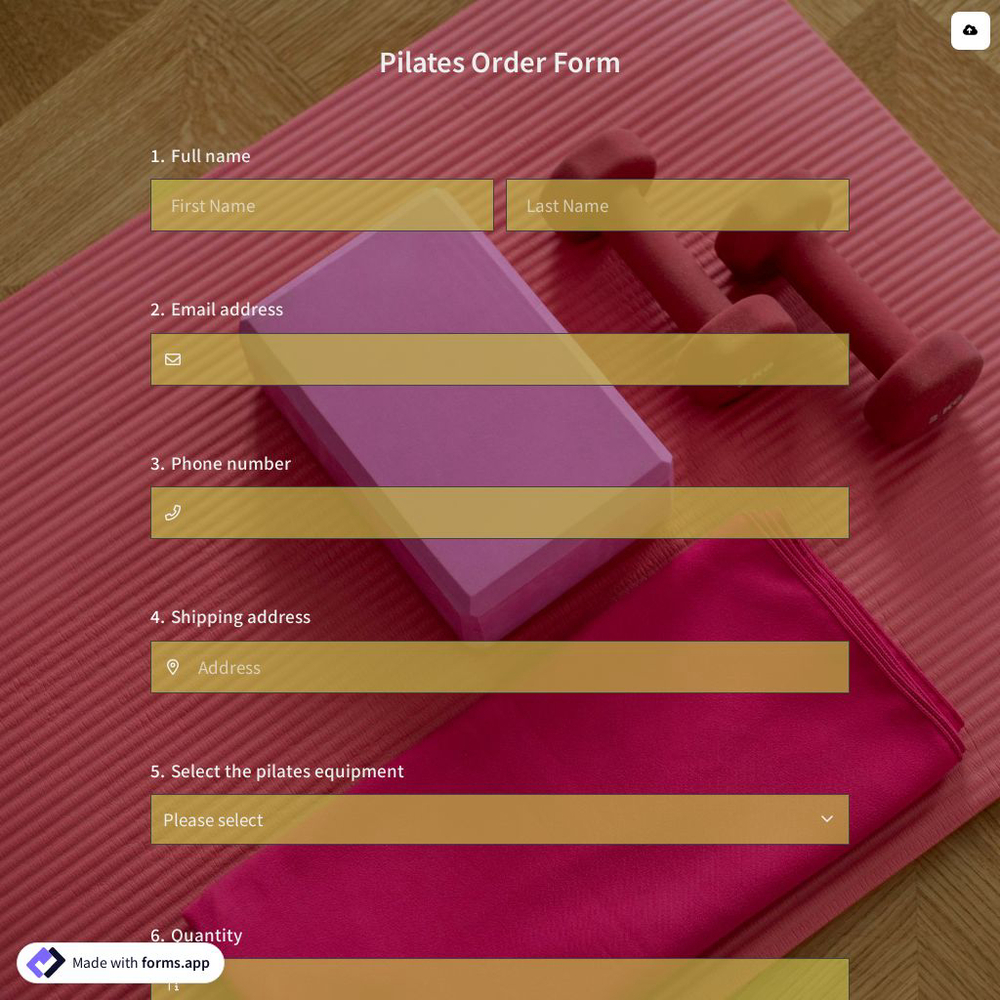 Pilates Order Form