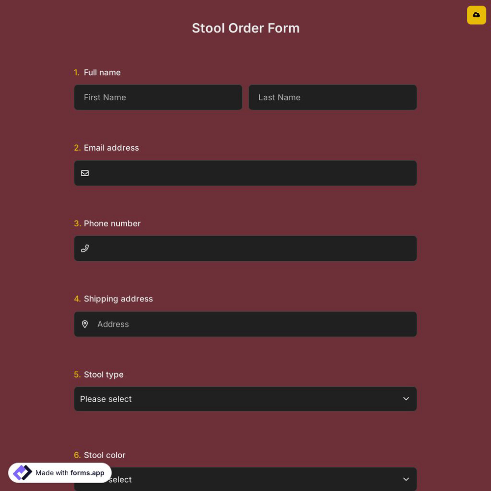 Stool Order Form