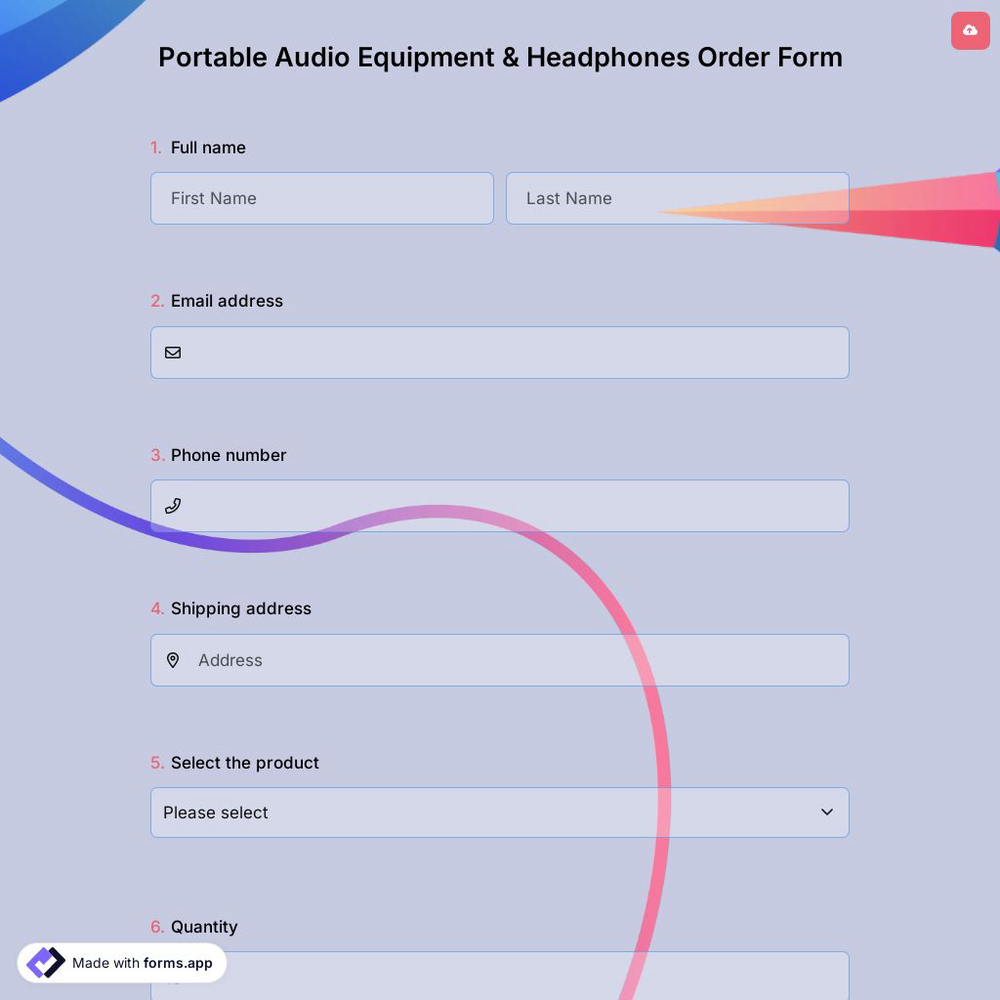 Portable Audio Equipment & Headphones Order Form