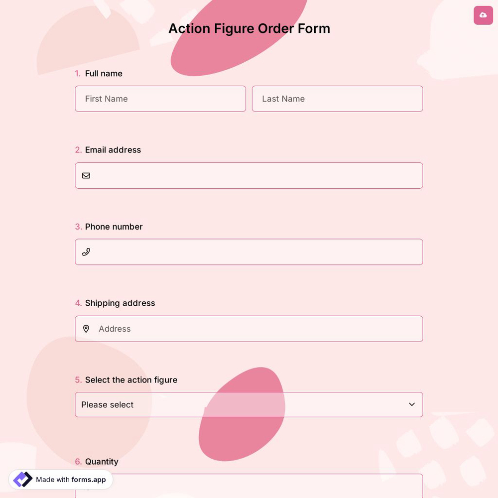 Action Figure Order Form