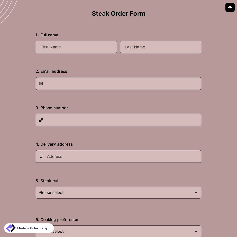 Steak Order Form