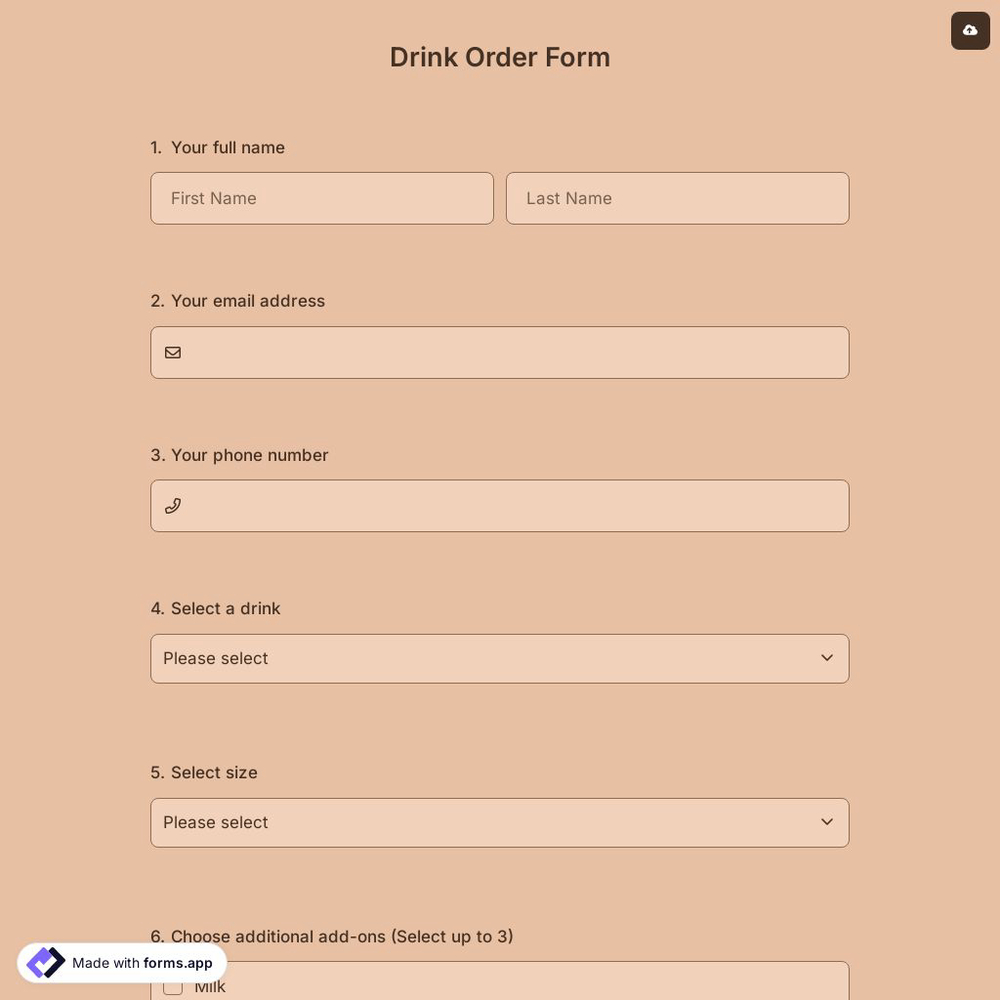 Drink Order Form