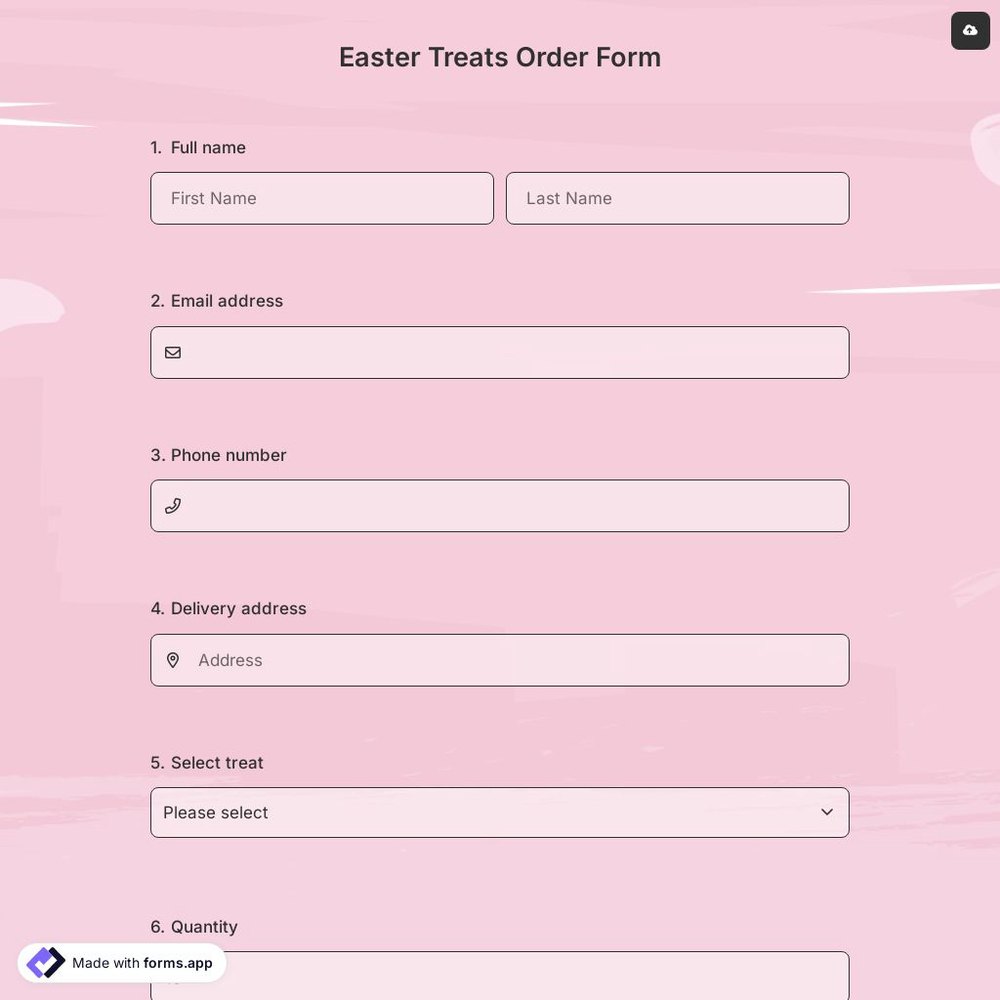Easter Treats Order Form