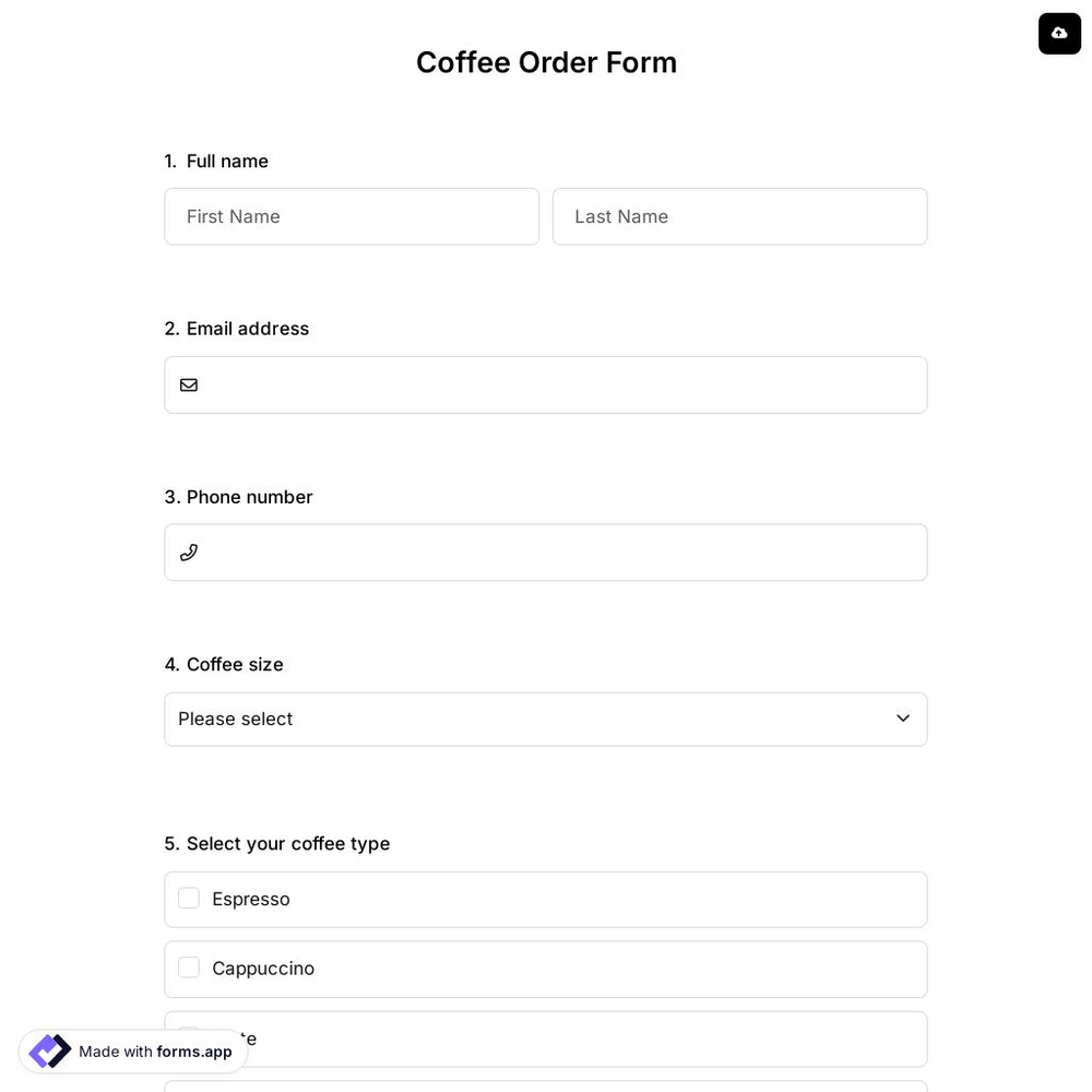 Coffee Order Form