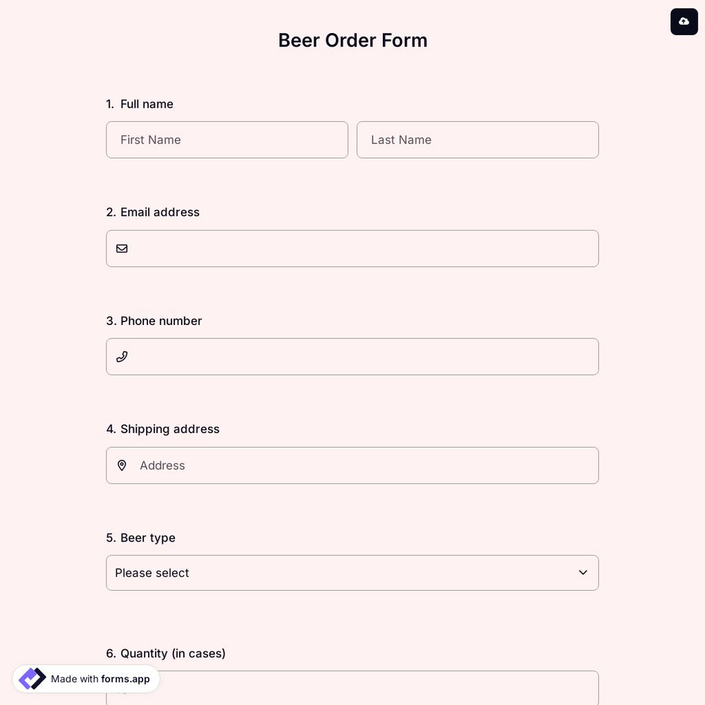Beer Order Form