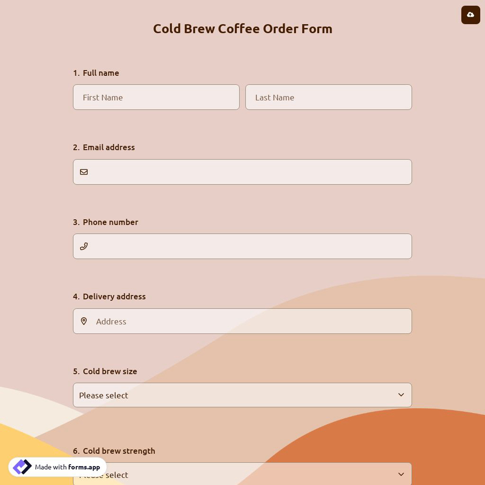Cold Brew Coffee Order Form