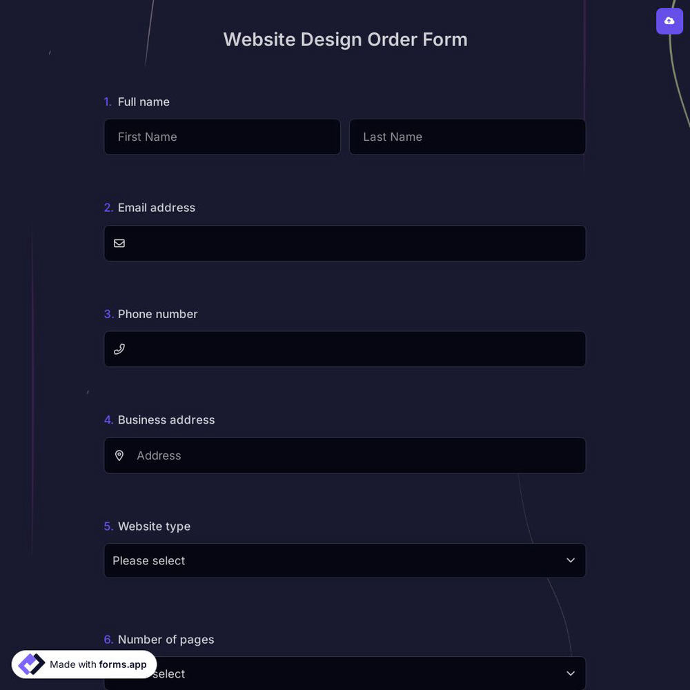 Website Design Order Form