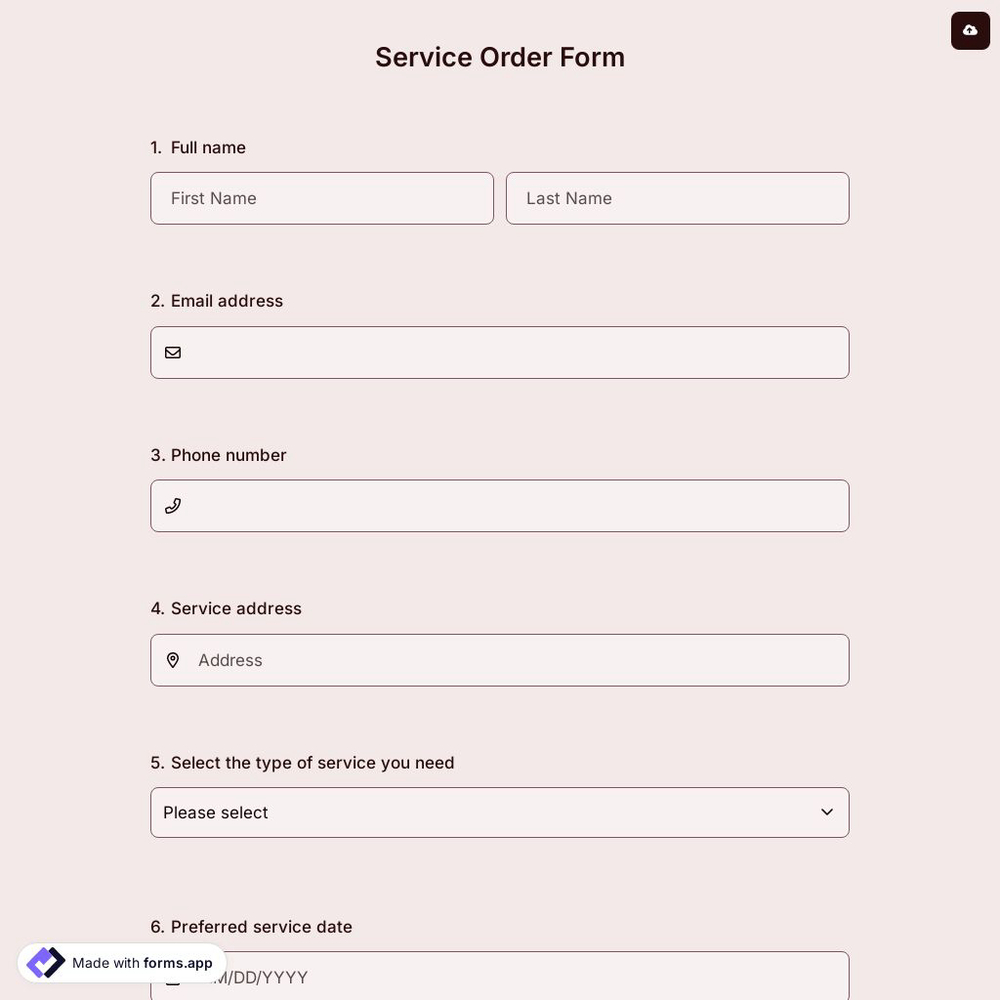Service Order Form