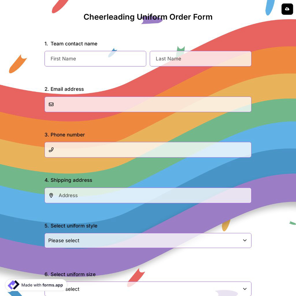 Cheerleading Uniform Order Form