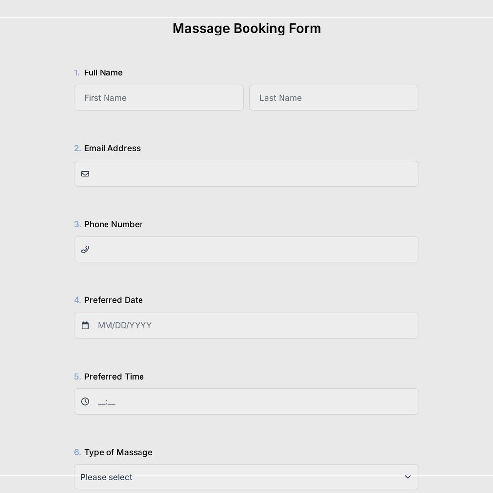 Massage Booking Form