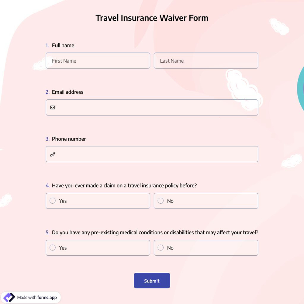 Travel Insurance Waiver Form
