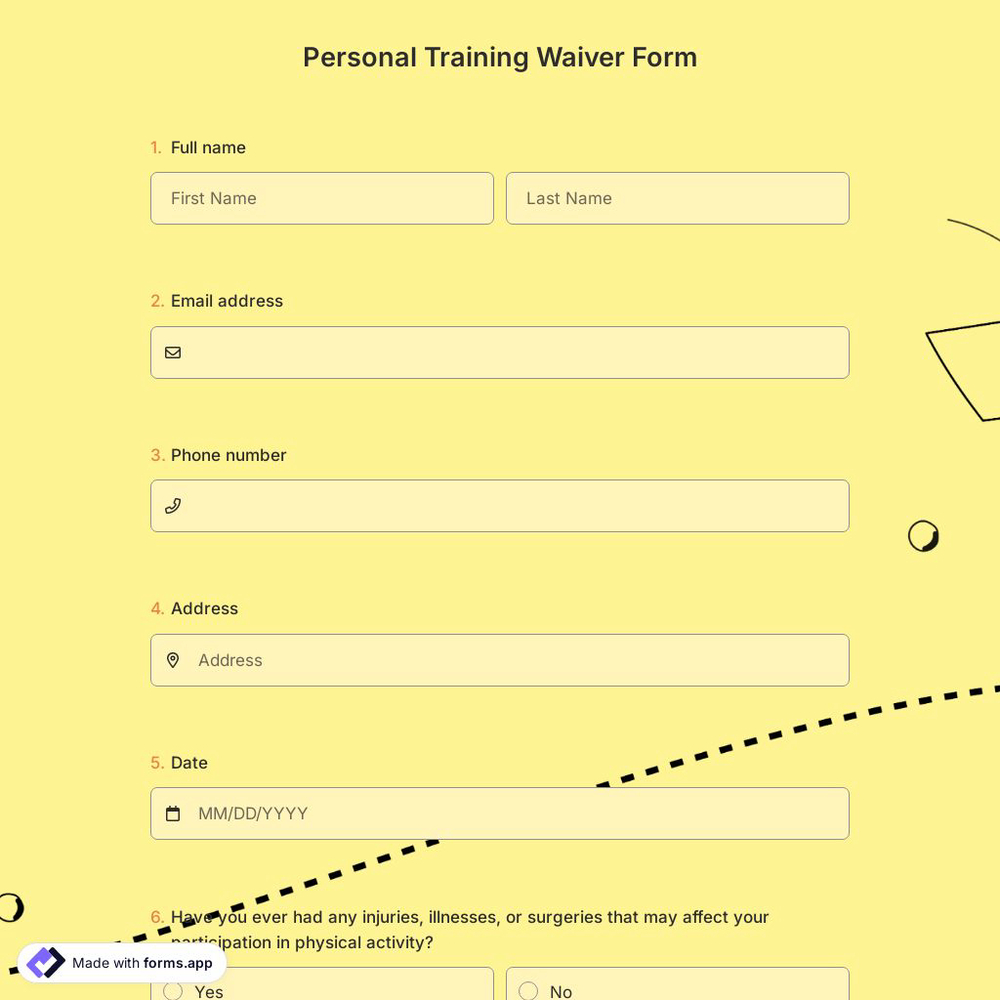 Personal Training Waiver Form