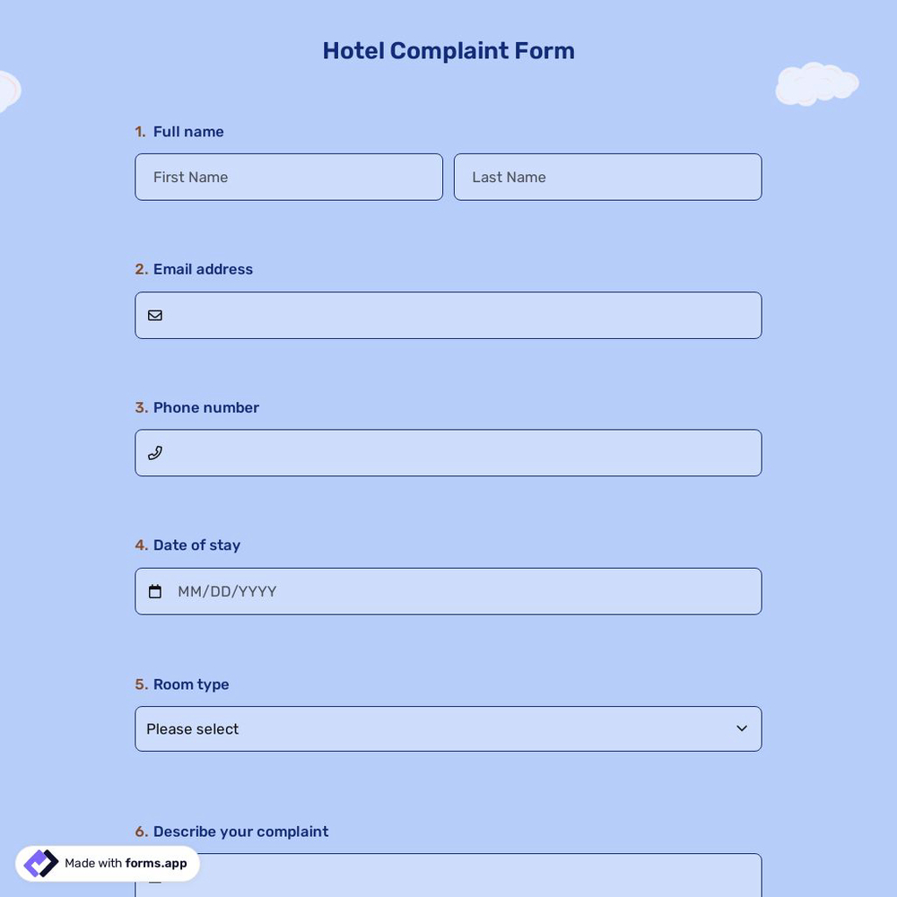 Hotel Complaint Form