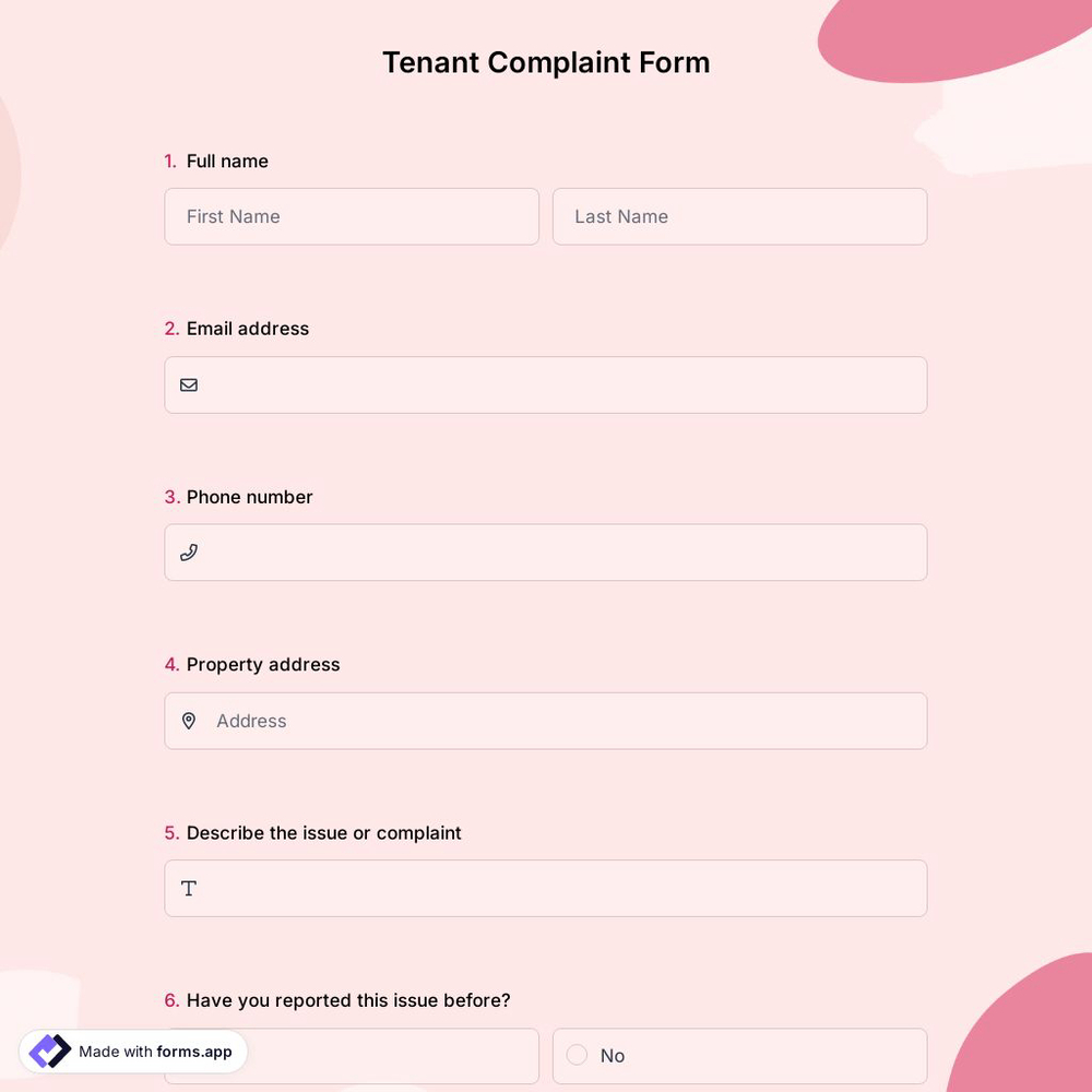 Tenant Complaint Form