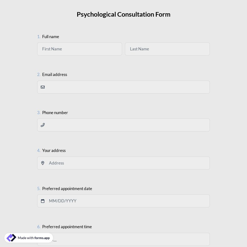Psychological Consultation Form