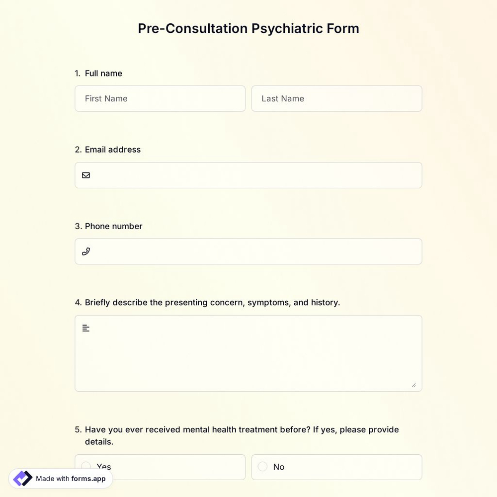 Pre-Consultation Psychiatric Form